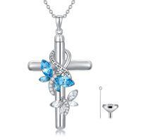 wholesale 925 Sterling Silver Cross Memorial Necklace With Blue Butterfly Design-B_Dragonfly Urn Necklace Non-personalized