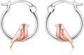 wholesale 925 Sterling Silver Rose Gold Plated Bird Hoop Earrings for Women Girls Minimalist Animal  Idea-0-0