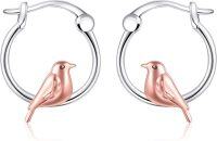 wholesale 925 Sterling Silver Rose Gold Plated Bird Hoop Earrings for Women Girls Minimalist Animal  Idea-robin