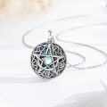wholesale 925 Sterling Silver Abalone Shell Moon Pentagram Necklace Celtic Knot Pagan Wiccan Jewelry-0-1