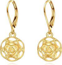 wholesale 14K Gold Celtic Knot Drop Earrings with Leverbacks for Women - Birthday Gifts-Ball Celtic Earrings