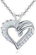 wholesale 925 Sterling Silver Square Crystal Heart Pendant Necklace for Women-0-0