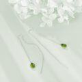 wholesale 925 Sterling Silver Green Stone Teardrop Chain Drop Earrings for Women-0-3