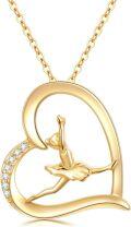 wholesale 14K Gold Ballet Dancer Heart-Shaped Pendant Necklace with Diamonds for Women and Moms-0-0