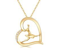 wholesale 14K Gold Ballet Dancer Heart-Shaped Pendant Necklace with Diamonds for Women and Moms-03-Ballerina Necklace