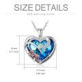 TOUPOP Sterling Silver Blue Crystal I Love You Forever Heart Mom Pendant Necklace-0-3