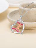 wholesale 925 Sterling Silver Metal Heart-Shaped Baseball Player Pendant Sporty Necklace for Women-0-1