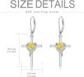 wholesale TOUPOP Citrine Cross Earrings For Women Sterling Silver November Birthstone Earrings Heart Cross Drop Dangle Earrings Jewelry Birthday Anniversary Christmas Gifts For Her Wife Girlfriend Mom -0-4