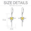 TOUPOP Sterling Silver Citrine Earrings Heart Cross Drop Dangle Jewelry-0-4
