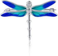 wholesale 925 Sterling Silver Blue & Green Enamel Dragonfly Brooch Pins for Women Girls Gifts Christmas Jewelry 2023-Dragonfly
