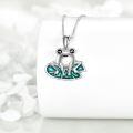 wholesale 925 Sterling Silver Frog On Leaf Pendant Necklace-0-1
