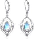 wholesale 925 Sterling Silver Teardrop Moonstone Leverback Drop Earrings 4cm Long-0-0