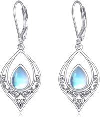 wholesale 925 Sterling Silver Teardrop Moonstone Leverback Drop Earrings 4cm Long-Moonstone