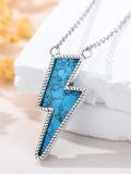 wholesale 925 Sterling Silver Turquoise Lightning Bolt Pendant Necklace-0-3