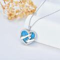 wholesale 925 Sterling Silver Heart Turquoise & Cubic Zirconia Pendant Necklaces for Mothers Fathers Daughters Brothers Birthdays Graduations Gift Ideas-0-2