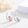 wholesale 925 Sterling Silver Two Tone Rose Gold Boxer Dog Hoop Earrings-0-2