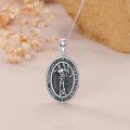 wholesale 925 Sterling Silver Oval Saint Sebastian Protect Us Medal Pendant Necklace with stainless steel chain-0-4