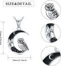 wholesale 925 Sterling Silver Moon & Owl Pendant Necklace for Women Girls Gifts Jewelry Accessories 45cm Chain Length-0-1