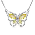 wholesale 925 Sterling Silver Amethyst Butterfly Necklaces Wholesale for Women Crystal Pendant Gift-0-0