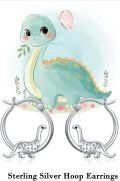 wholesale 925 Sterling Silver Dinosaur Cutout Huggie Hoop Earrings for Girls and Women with Hypoallergenic Earwires-0-5