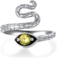 wholesale 925 Sterling Silver Adjustable Snake Band Ring Jewelry Gift for Women-08 Aug - Peridot