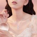 wholesale 925 Sterling Silver Cross Pendant Necklace With Pink Cubic Zirconia Platinum Plated For Women-0-1