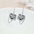 wholesale 925 Sterling Silver Gothic Rose & Witch's Heart Drop Earrings-0-3