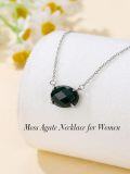 wholesale 925 Sterling Silver Green Emerald Oval Cut Gemstone Pendant Necklace for Women Fine  for Mom Wife Friends-0-5