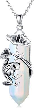 wholesale  Sterling Silver Quartz Frog Pendant Necklace Gift for Women Mom -0-19
