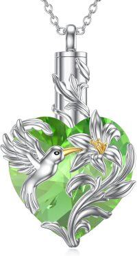 wholesale Sterling Silver Hummingbird Urn Necklace for Ashes Keepsake-Green B
