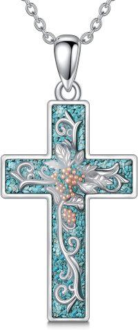 wholesale Sterling Silver Turquoise Cross Birth Flower Necklace 12 Month Pendant for Women Mom-December