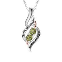 wholesale 925 Sterling Silver Twisted Pendant With Purple Stones-08-Aug-Olive green-Always My Sister Forever My Friend-8-08-Aug-Olive green-Always My Sister Forever My Friend-8