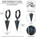 wholesale 925 Sterling Silver Triangle Drop Earring with Abalone Shell and Black Stone for Women's Fashion Jewelry - Punk Style Gifts-0-5
