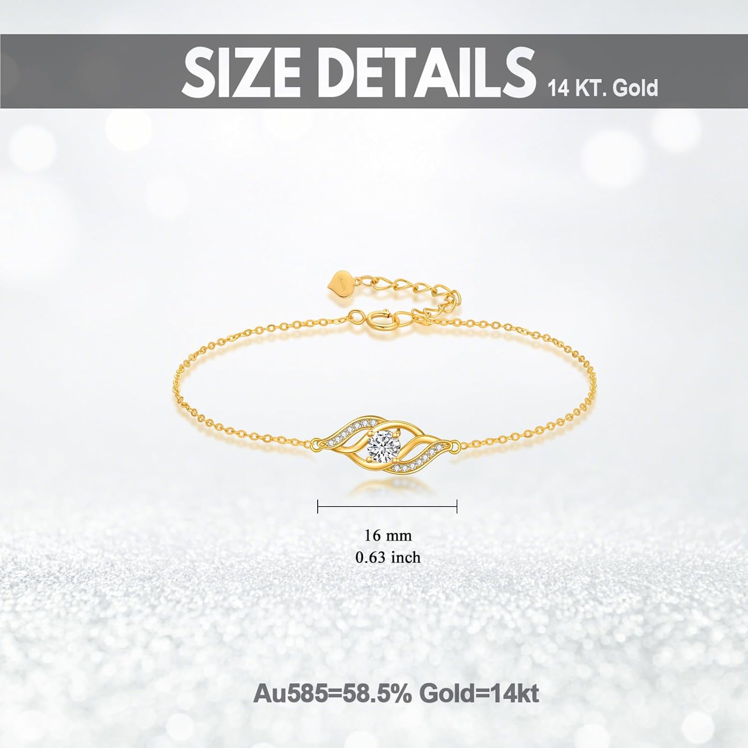 wholesale 18K Gold Diamond Accent Infinity Chain Bracelet for Women Valentines Gifts-0-5