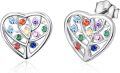 wholesale 925 Sterling Silver Multicolor CZ Heart Tree of Life Stud Earrings for Women-0-0