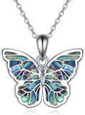 wholesale Sterling Silver Abalone Shell Butterfly Necklace - Elegant Gift for Women, Wife, Mother, Daughter, Sister, 18+2 Chain, Hypoallergenic-0-0