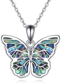 wholesale Sterling Silver Abalone Shell Butterfly Necklace - Elegant Gift for Women, Wife, Mother, Daughter, Sister, 18+2 Chain, Hypoallergenic-Silver