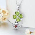 wholesale 925 Sterling Silver Green Clover & Red Heart Pendant with Frog Charm Necklace for Women Girls Gifts Jewelry 43cm Chain Length-0-3