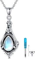 wholesale 925 Sterling Silver Moonstone Cremation Jewelry Keepsake Ashes Pendant Necklace Memorial Jewelry for Women Loved One-0-0