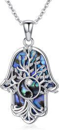 wholesale 925 Sterling Silver Abalone Shell Tree of Life Evil Eye Yin Yang Pendant Necklace-0-0