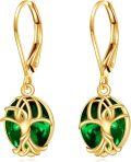 wholesale 14K Gold Celtic Knot Green Stone Drop Earrings for Women - Trendy-0-0