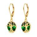 wholesale 14K Gold Celtic Knot Green Stone Drop Earrings for Women - Trendy-0-0