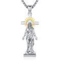wholesale 925 Sterling Silver Jesus Cross Pendant Necklace With Gold Halo And Prayer Base-0-0