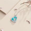 wholesale 925 Sterling Silver Turquoise Stone Heart Shaped Girl and Dog Pendant Necklace for Women-0-4