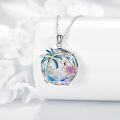 wholesale 925 Sterling Silver Pink Crystal Flamingo & Palm Tree Pendant Necklace-0-2