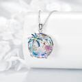 wholesale 925 Sterling Silver Pink Crystal Flamingo & Palm Tree Pendant Necklace-0-2