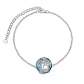 TOUPOP Sterling Silver Blue Crystal Tree Of Life Family Initial Letter Anklet Bracelet-0-0