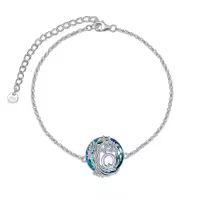 TOUPOP Sterling Silver Blue Crystal Tree Of Life Family Initial Letter Anklet Bracelet-undefined