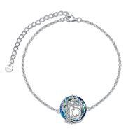 TOUPOP Sterling Silver Blue Crystal Tree Of Life Family Initial Letter Anklet Bracelet-undefined