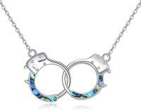 wholesale 925 Sterling Silver Handcuff Necklace with Turquoise/Abalone Pendant for Women-Abalone